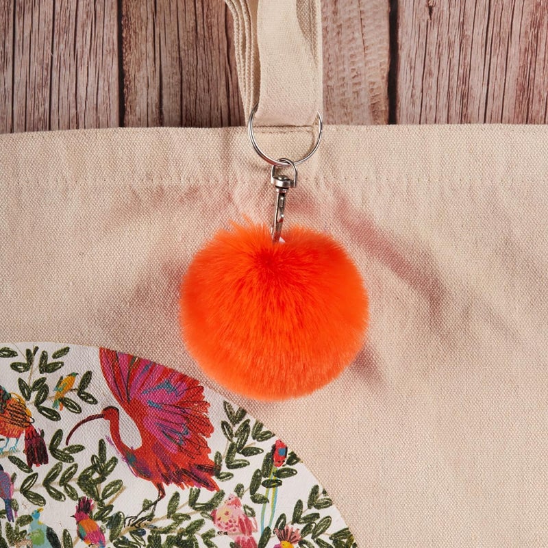 Homtable 12 Pcs Small Faux Fur Pom Pom Balls 2.75 in Fur Fluffy Pompom Ball with Elastic Loop for Hats, Shoes, Scarves, Gloves, Bags, Key Chain Charms Accessories, 2 3/4 inches (Orange) - Image 4